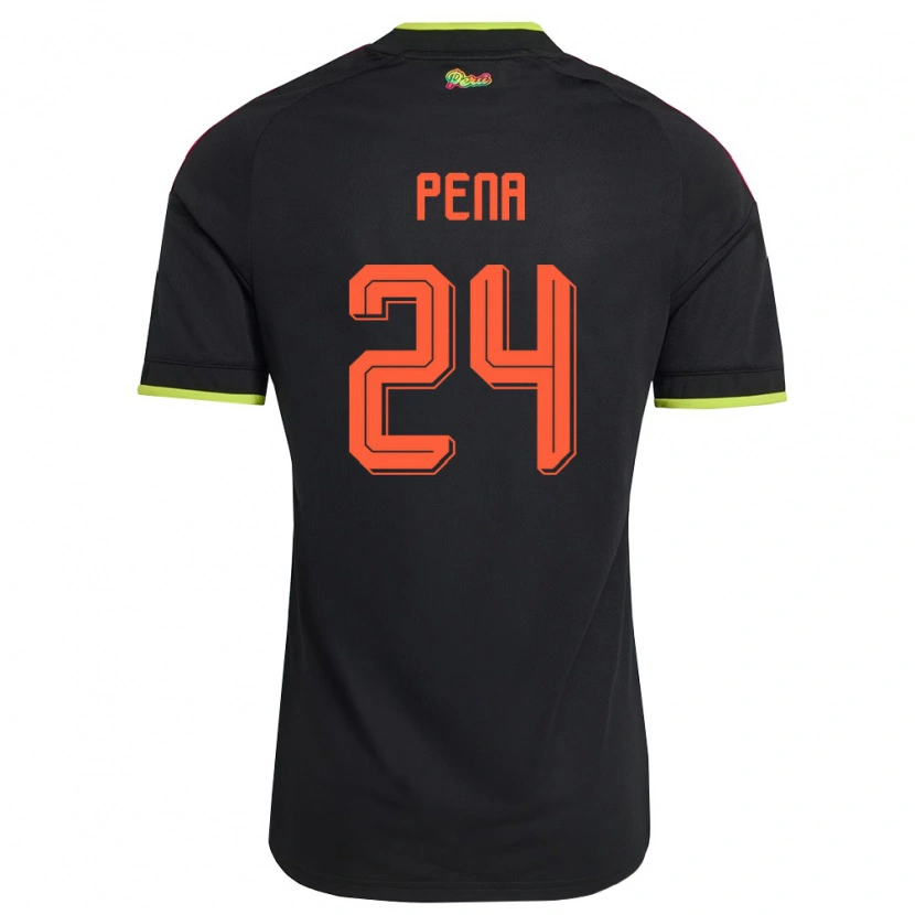 Danxen Niño Camiseta Perú Luciano Pena #24 Negro Amarillo Rosa 2ª Equipación 26-28 La Camisa