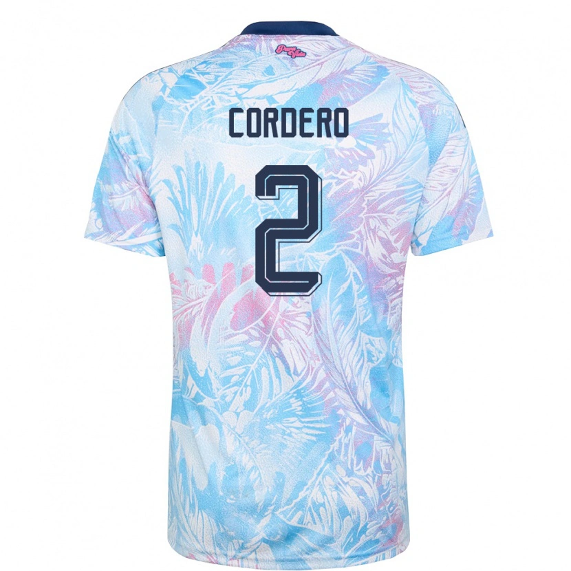 Danxen Niño Camiseta Costa Rica Matías Cordero #2 Azul Cielo Marino Rosa 2ª Equipación 26-28 La Camisa