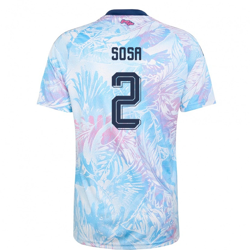 Danxen Niño Camiseta Costa Rica Yerlan Sosa #2 Azul Cielo Marino Rosa 2ª Equipación 26-28 La Camisa