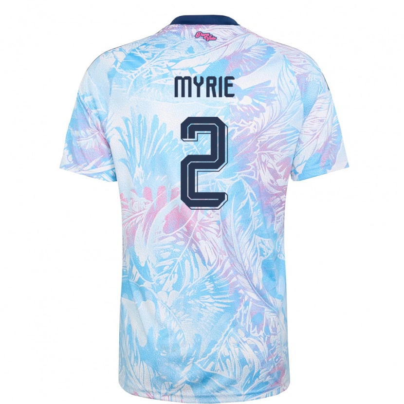 Danxen Niño Camiseta Costa Rica Kenan Myrie #2 Azul Cielo Marino Rosa 2ª Equipación 26-28 La Camisa