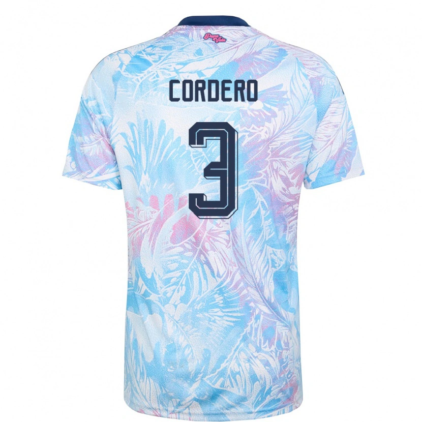 Danxen Niño Camiseta Costa Rica Thiago Cordero #3 Azul Cielo Marino Rosa 2ª Equipación 26-28 La Camisa
