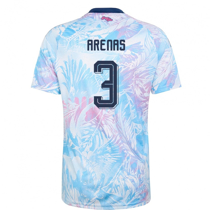 Danxen Niño Camiseta Costa Rica Alejandro Arenas #3 Azul Cielo Marino Rosa 2ª Equipación 26-28 La Camisa