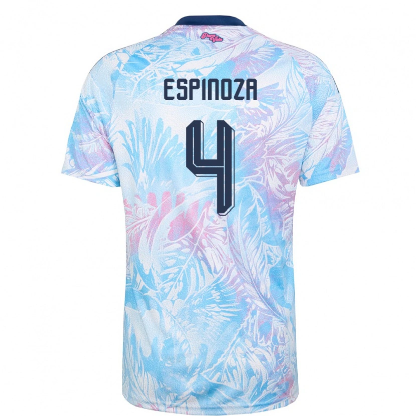 Danxen Niño Camiseta Costa Rica Adrián Espinoza #4 Azul Cielo Marino Rosa 2ª Equipación 26-28 La Camisa