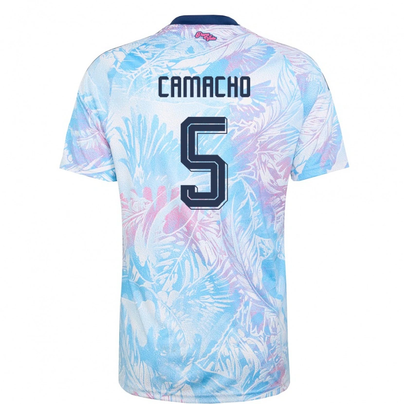 Danxen Niño Camiseta Costa Rica Luis Camacho #5 Azul Cielo Marino Rosa 2ª Equipación 26-28 La Camisa