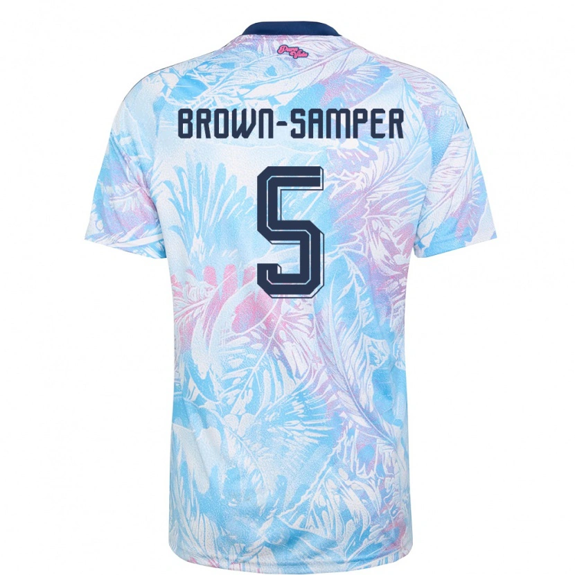 Danxen Niño Camiseta Costa Rica Isaac Brown-Samper #5 Azul Cielo Marino Rosa 2ª Equipación 26-28 La Camisa