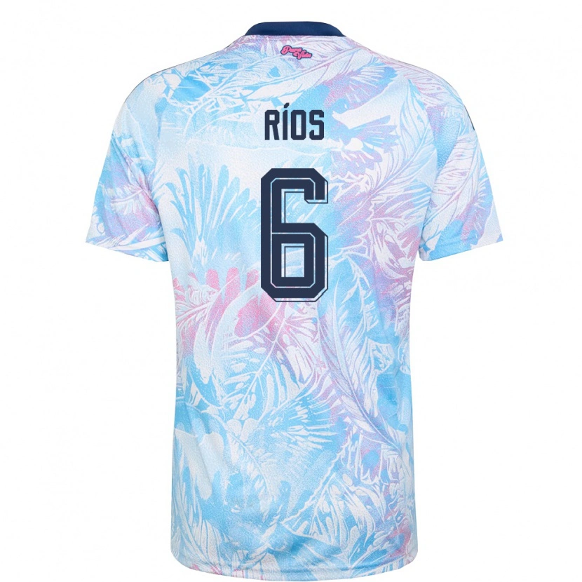 Danxen Niño Camiseta Costa Rica Jared Ríos #6 Azul Cielo Marino Rosa 2ª Equipación 26-28 La Camisa