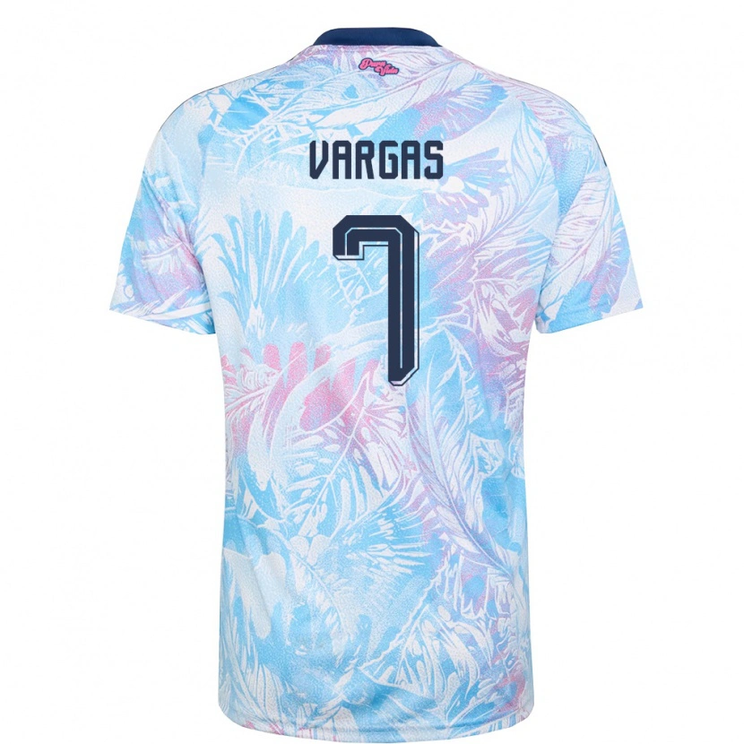 Danxen Niño Camiseta Costa Rica Kenneth Vargas #7 Azul Cielo Marino Rosa 2ª Equipación 26-28 La Camisa
