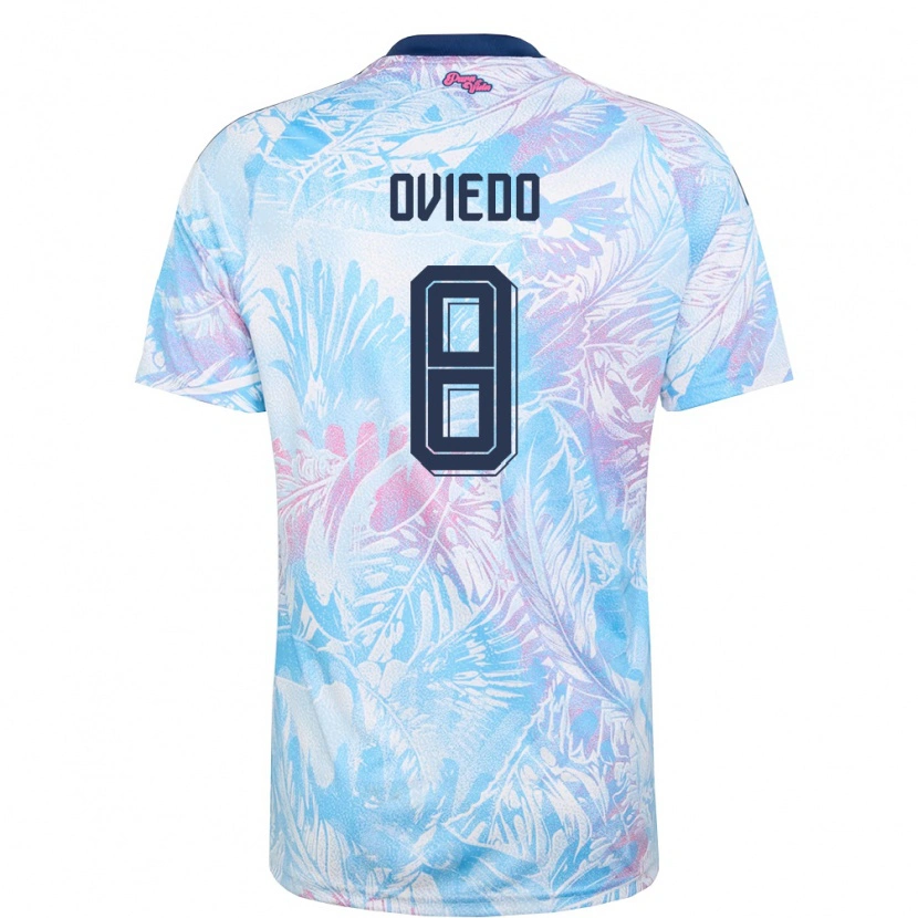 Danxen Niño Camiseta Costa Rica Bryan Oviedo #8 Azul Cielo Marino Rosa 2ª Equipación 26-28 La Camisa