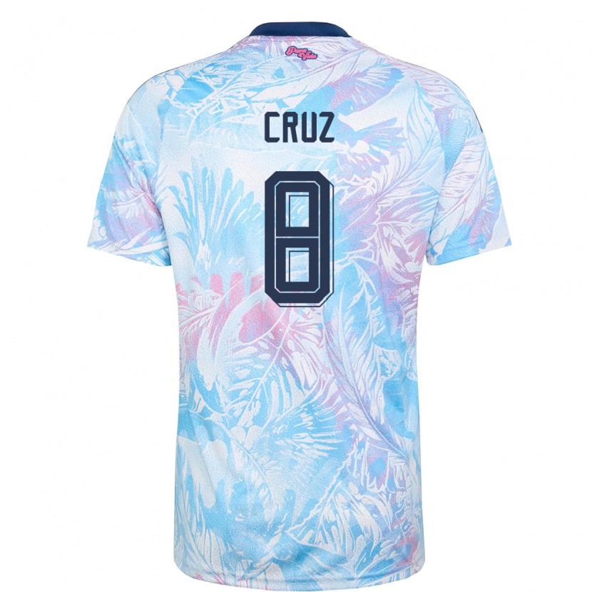 Danxen Niño Camiseta Costa Rica Daniela Cruz #8 Azul Cielo Marino Rosa 2ª Equipación 26-28 La Camisa