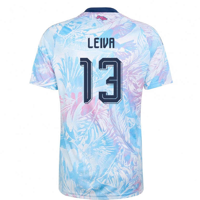 Danxen Niño Camiseta Costa Rica Sebastián Leiva #13 Azul Cielo Marino Rosa 2ª Equipación 26-28 La Camisa