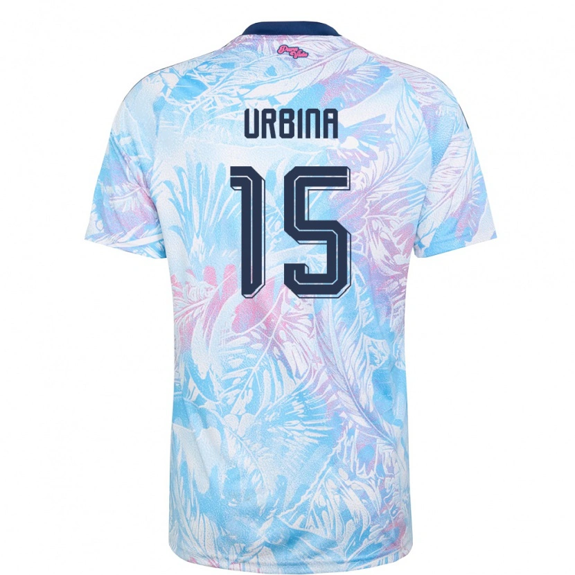 Danxen Niño Camiseta Costa Rica Fabricio Urbina #15 Azul Cielo Marino Rosa 2ª Equipación 26-28 La Camisa