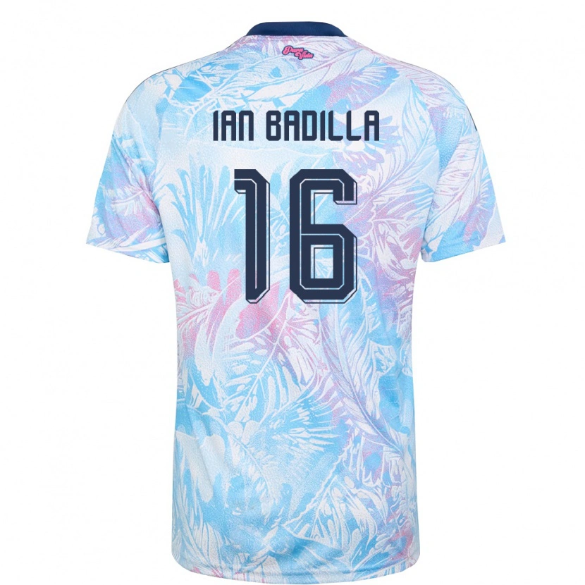 Danxen Niño Camiseta Costa Rica Ian Badilla #16 Azul Cielo Marino Rosa 2ª Equipación 26-28 La Camisa