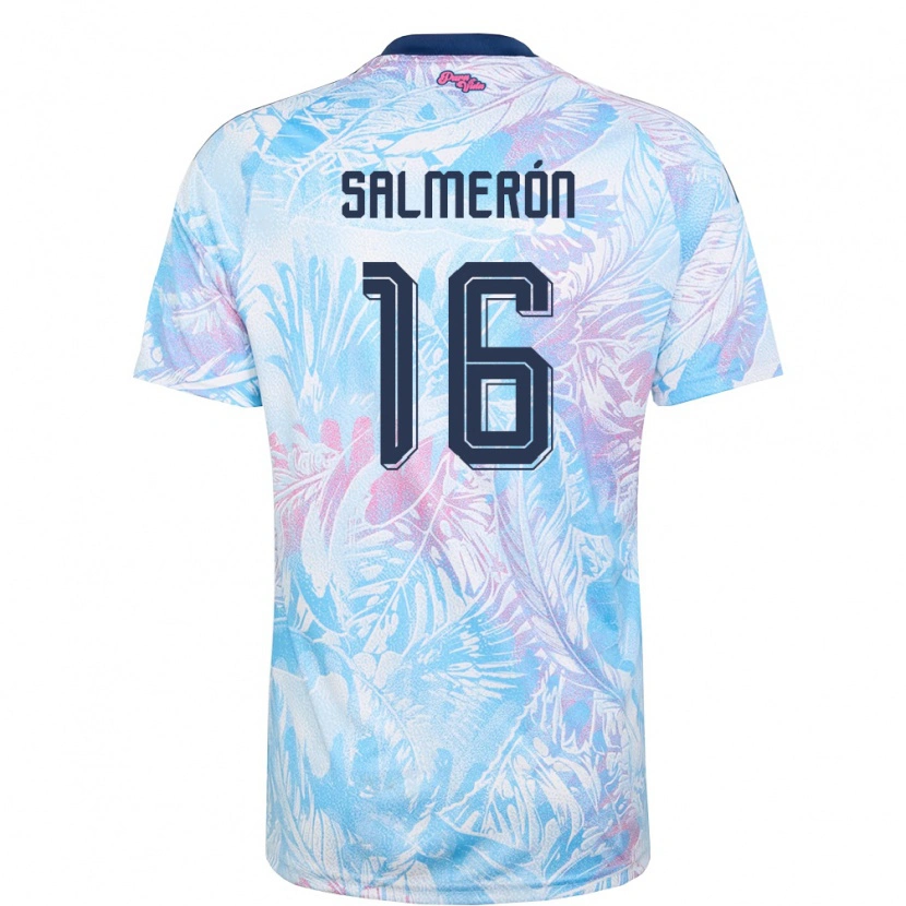 Danxen Niño Camiseta Costa Rica Andrey Salmeron #16 Azul Cielo Marino Rosa 2ª Equipación 26-28 La Camisa