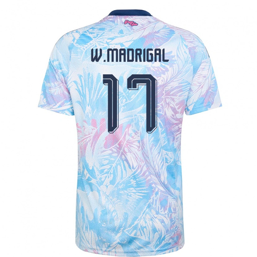 Danxen Niño Camiseta Costa Rica Warren Madrigal #17 Azul Cielo Marino Rosa 2ª Equipación 26-28 La Camisa