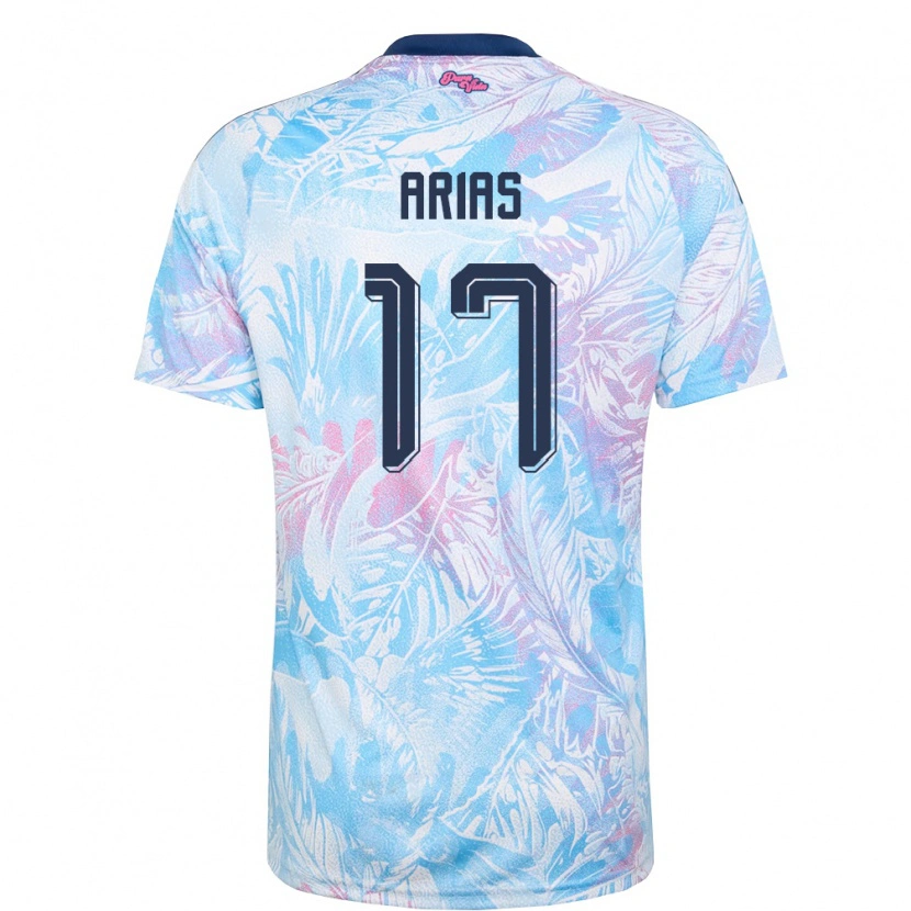 Danxen Niño Camiseta Costa Rica Mathew Arias #17 Azul Cielo Marino Rosa 2ª Equipación 26-28 La Camisa