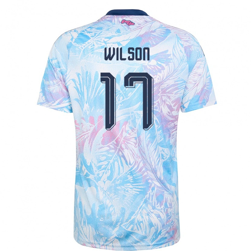 Danxen Niño Camiseta Costa Rica Roan Wilson #17 Azul Cielo Marino Rosa 2ª Equipación 26-28 La Camisa
