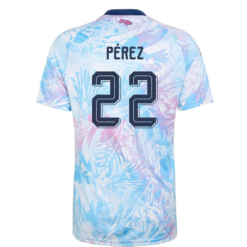 Danxen Niño Camiseta Costa Rica Creichel Pérez #22 Azul Cielo Marino Rosa 2ª Equipación 26-28 La Camisa