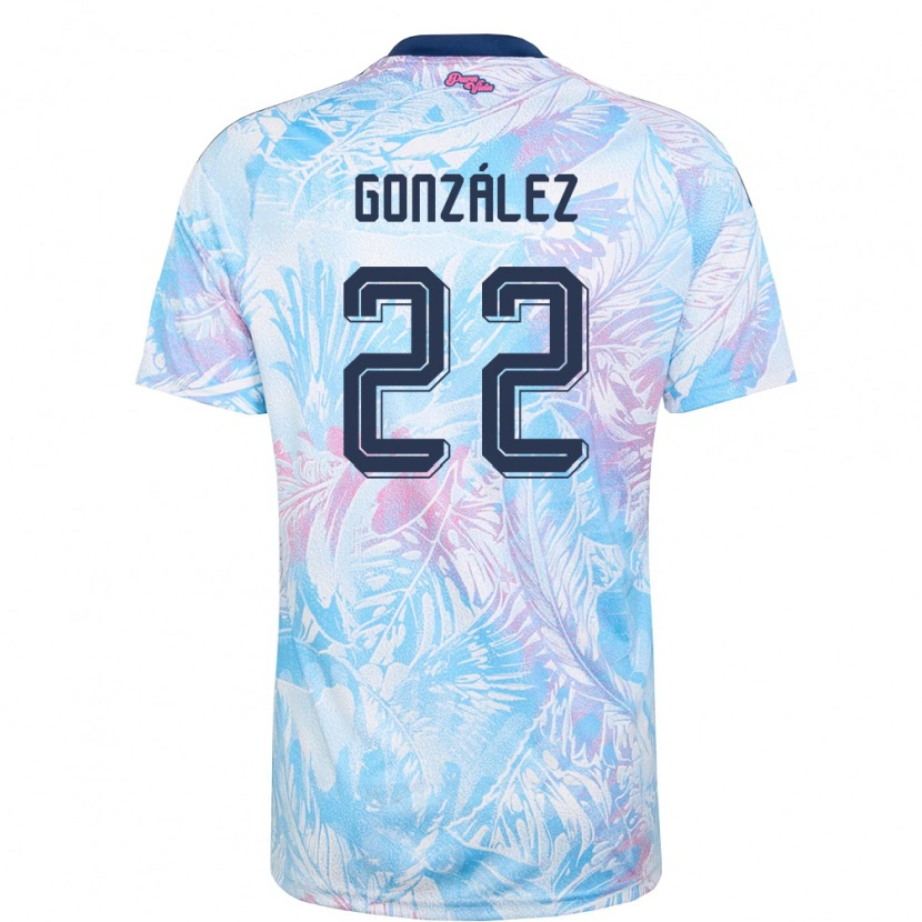 Danxen Niño Camiseta Costa Rica Kenneth González #22 Azul Cielo Marino Rosa 2ª Equipación 26-28 La Camisa