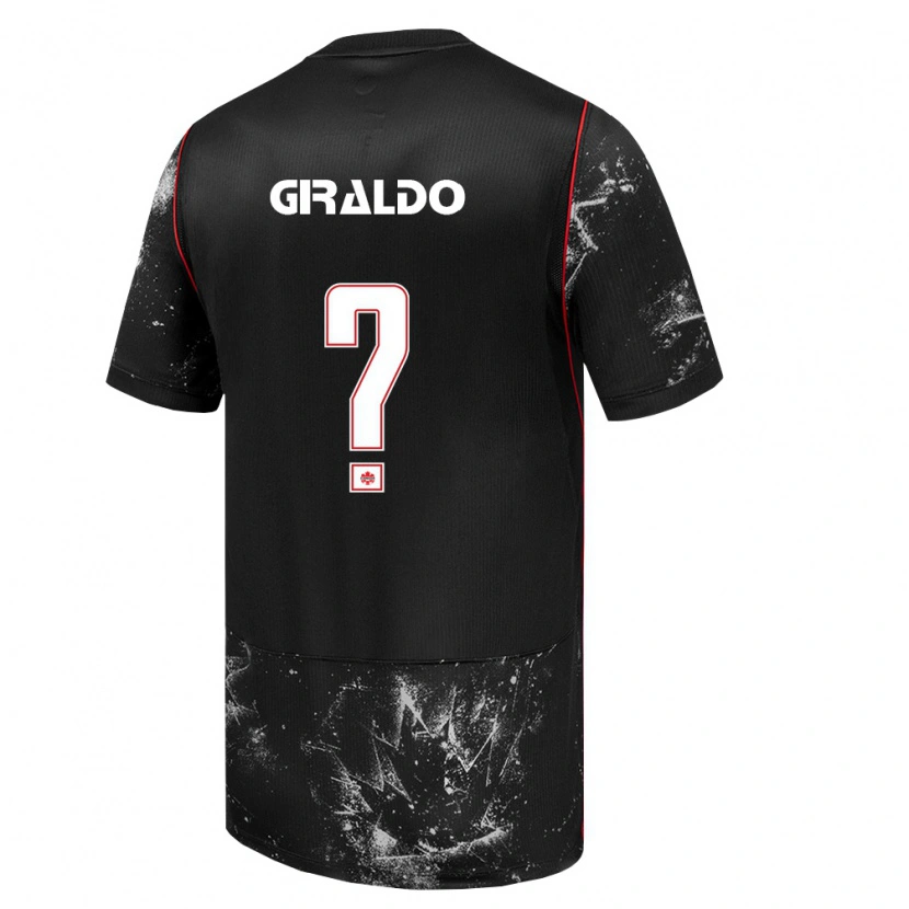 Danxen Niño Camiseta Canadá Tomas Giraldo #0 Negro Blanco Rojo 2ª Equipación 26-28 La Camisa