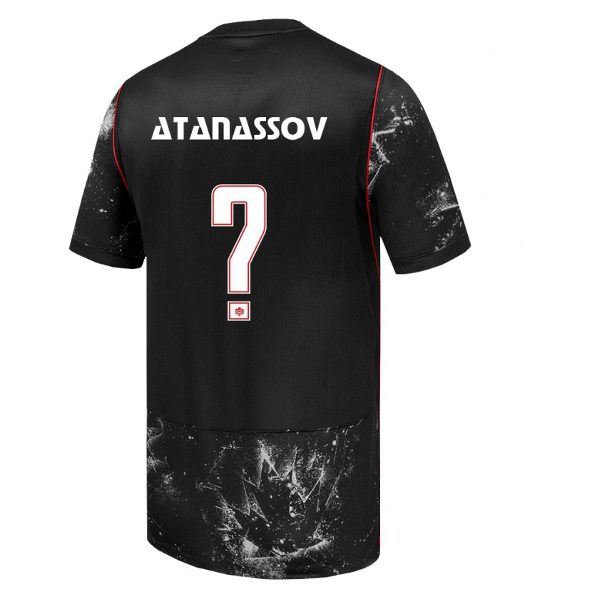 Danxen Niño Camiseta Canadá Georgi Atanassov #0 Negro Blanco Rojo 2ª Equipación 26-28 La Camisa