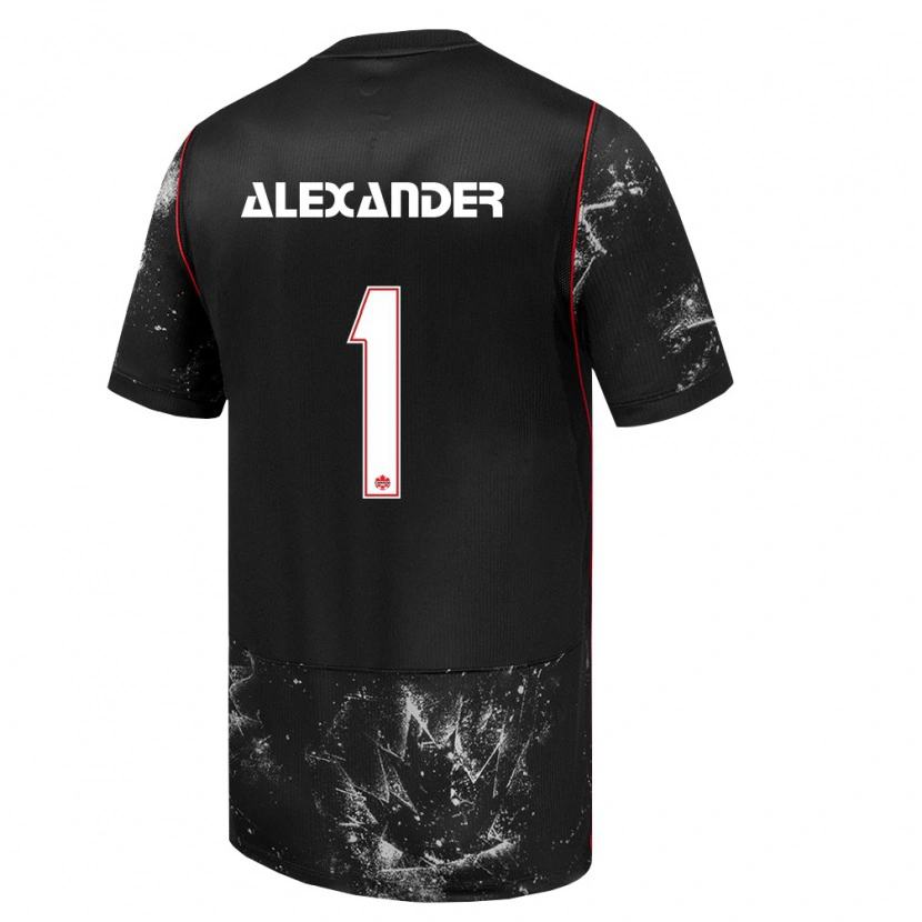 Danxen Niño Camiseta Canadá Ben Alexander #1 Negro Blanco Rojo 2ª Equipación 26-28 La Camisa