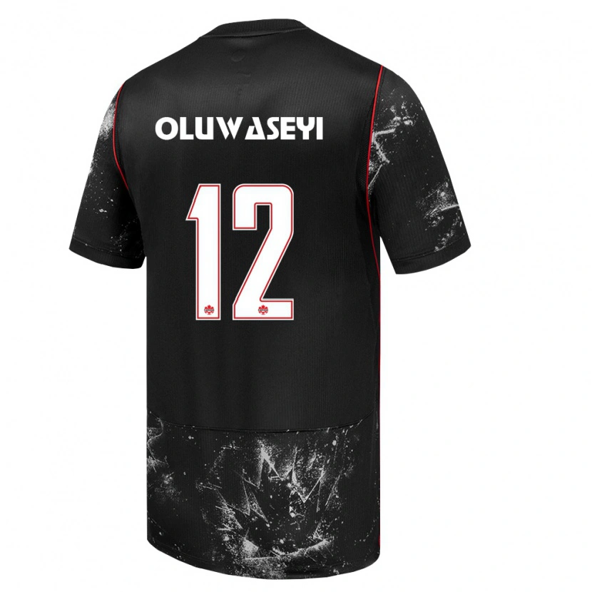 Danxen Niño Camiseta Canadá Tani Oluwaseyi #12 Negro Blanco Rojo 2ª Equipación 26-28 La Camisa