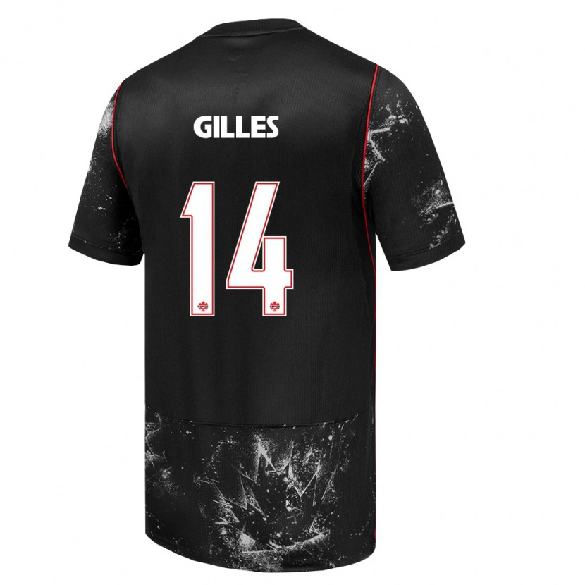 Danxen Niño Camiseta Canadá Vanessa Gilles #14 Negro Blanco Rojo 2ª Equipación 26-28 La Camisa