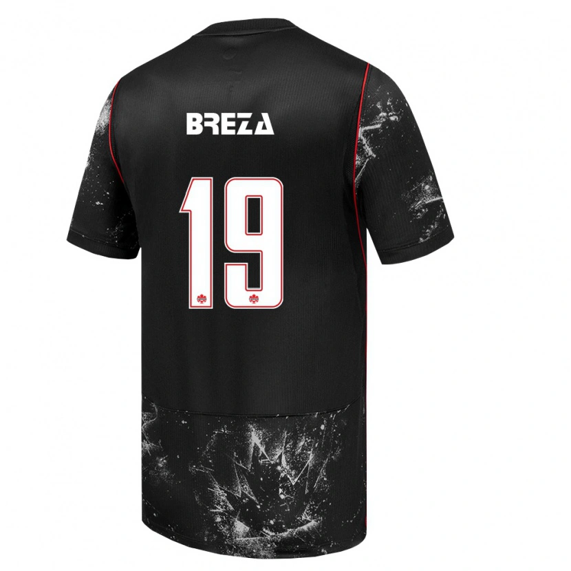 Danxen Niño Camiseta Canadá Sebastian Breza #19 Negro Blanco Rojo 2ª Equipación 26-28 La Camisa
