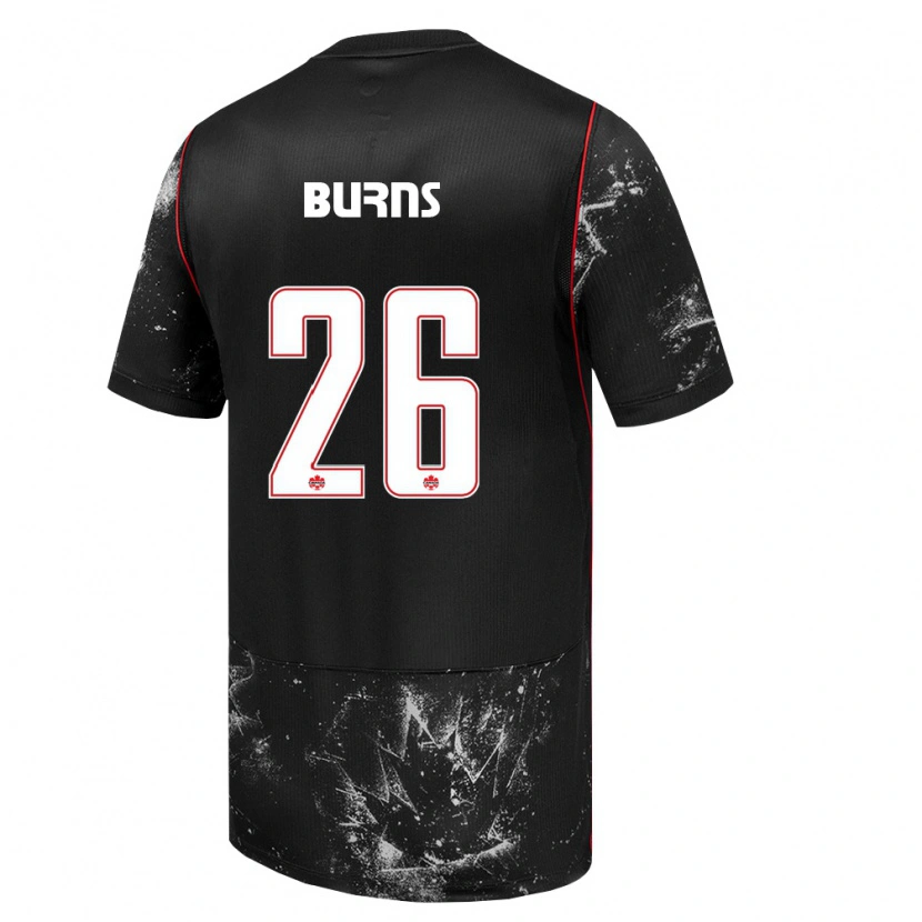 Danxen Niño Camiseta Canadá Zoe Burns #26 Negro Blanco Rojo 2ª Equipación 26-28 La Camisa