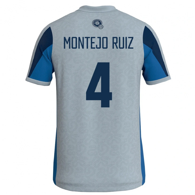 Danxen Niño Camiseta El Salvador David Montejo Ruiz #4 Blanco Azul Cielo 2ª Equipación 26-28 La Camisa