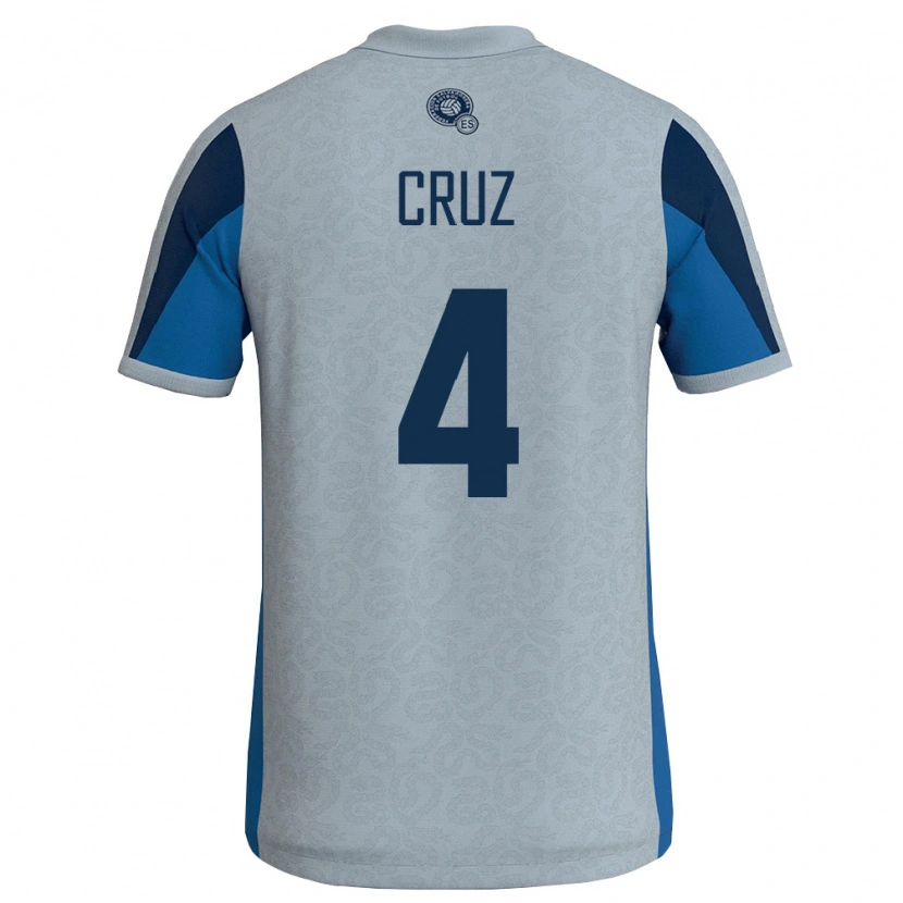 Danxen Niño Camiseta El Salvador Jorge Cruz #4 Blanco Azul Cielo 2ª Equipación 26-28 La Camisa