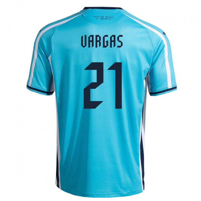 Danxen Niño Camiseta Honduras Alenis Vargas #21 Azul Cielo Marino 2ª Equipación 26-28 La Camisa