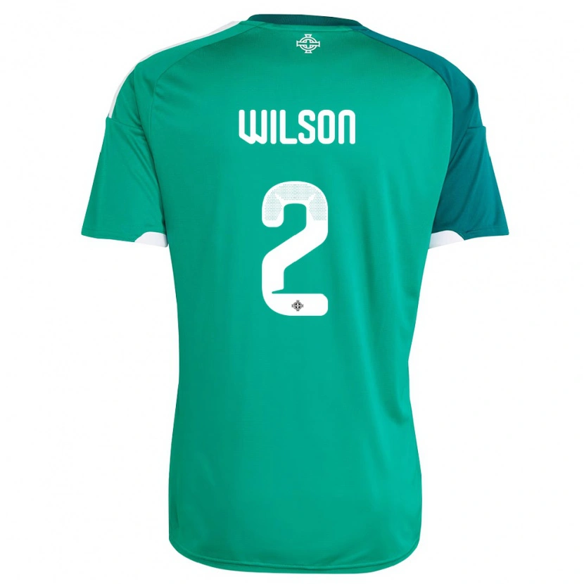 Danxen Hombre Camiseta Irlanda Del Norte Ben Wilson #2 Verde Blanco 1ª Equipación 26-28 La Camisa