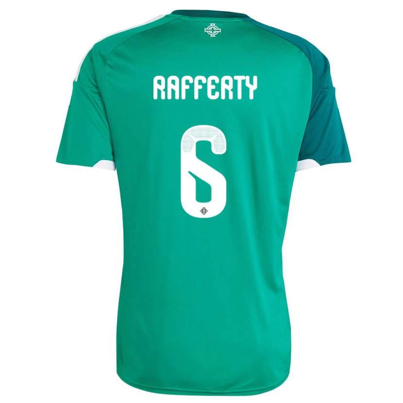 Danxen Hombre Camiseta Irlanda Del Norte Laura Rafferty #6 Verde Blanco 1ª Equipación 26-28 La Camisa