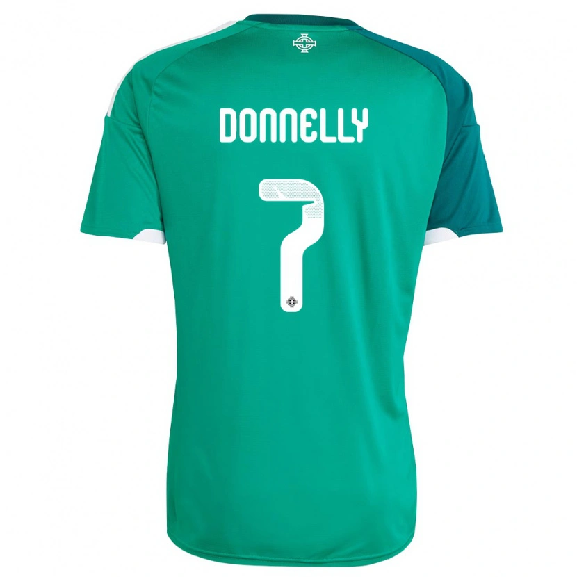 Danxen Hombre Camiseta Irlanda Del Norte Caolan Donnelly #7 Verde Blanco 1ª Equipación 26-28 La Camisa