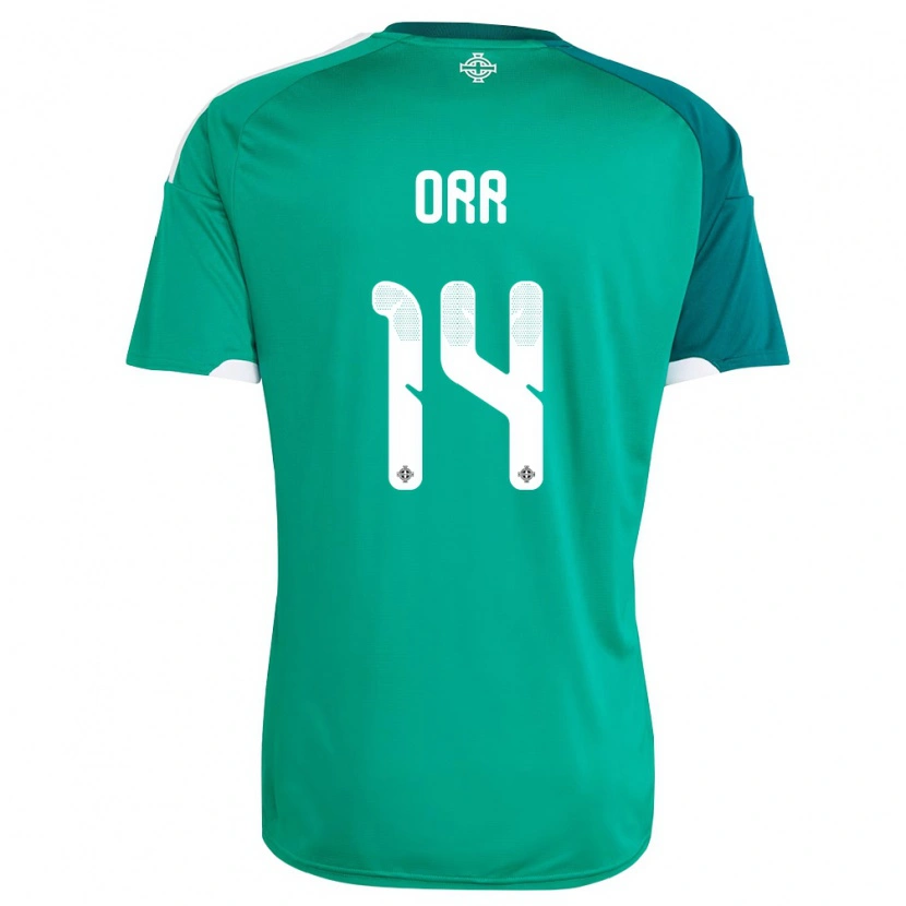 Danxen Hombre Camiseta Irlanda Del Norte Matthew Orr #14 Verde Blanco 1ª Equipación 26-28 La Camisa