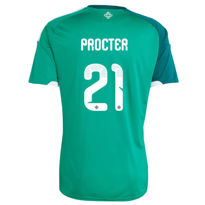 Danxen Hombre Camiseta Irlanda Del Norte Will Procter #21 Verde Blanco 1ª Equipación 26-28 La Camisa