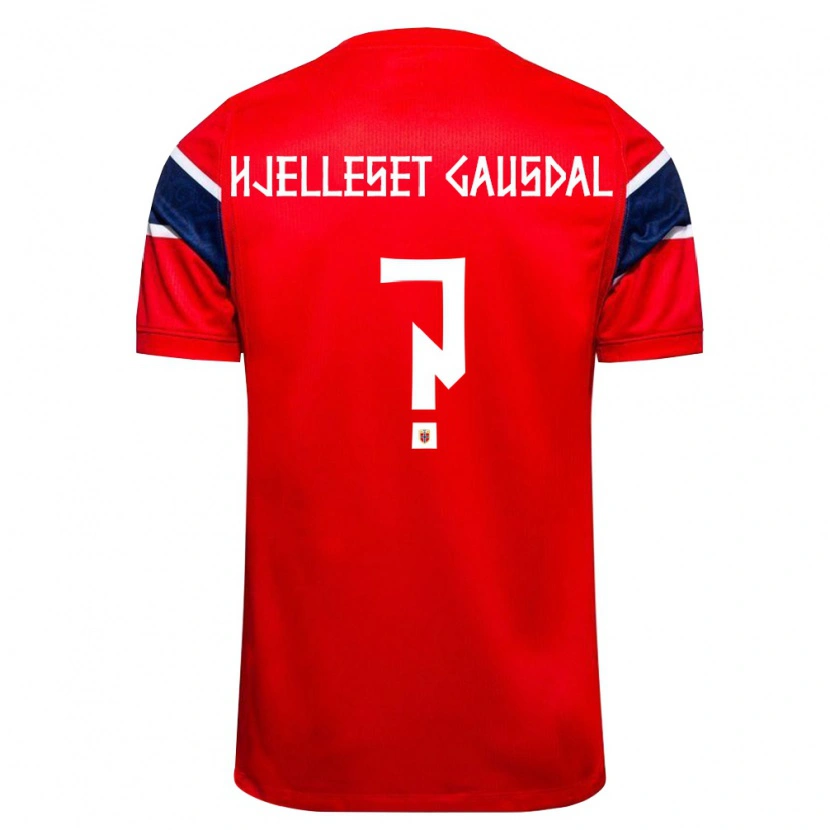 Danxen Hombre Camiseta Noruega Lukas Hjelleset Gausdal #0 Rojo Marino Blanco 1ª Equipación 26-28 La Camisa