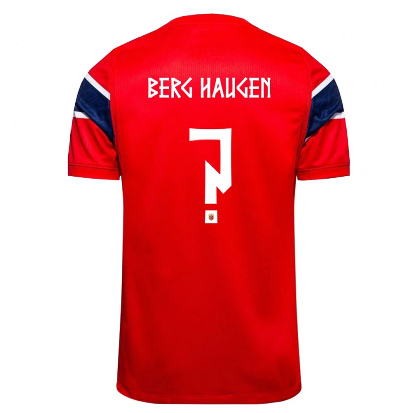 Danxen Hombre Camiseta Noruega Brage Berg Haugen #0 Rojo Marino Blanco 1ª Equipación 26-28 La Camisa