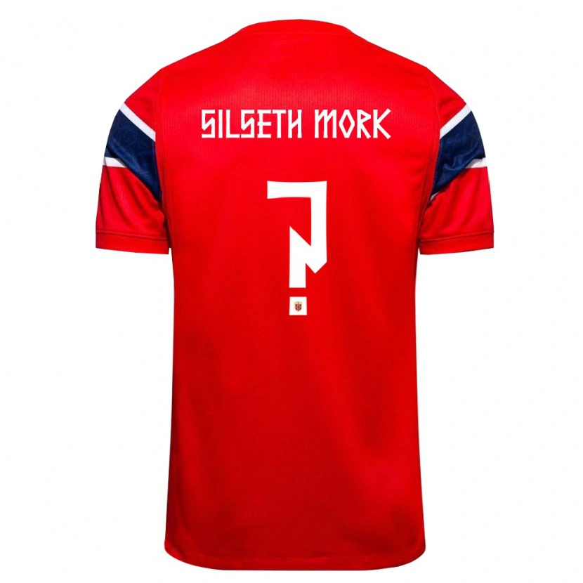 Danxen Hombre Camiseta Noruega Mathias Silseth Mork #0 Rojo Marino Blanco 1ª Equipación 26-28 La Camisa