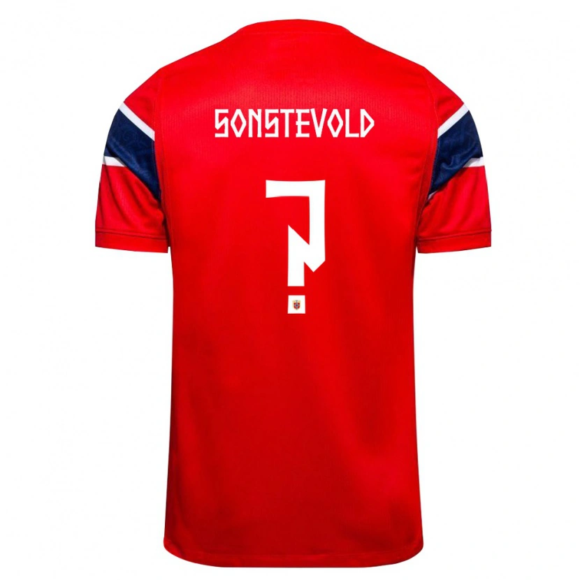 Danxen Hombre Camiseta Noruega Anja Sønstevold #0 Rojo Marino Blanco 1ª Equipación 26-28 La Camisa