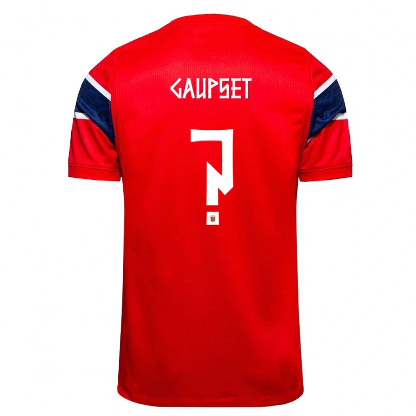 Danxen Hombre Camiseta Noruega Signe Gaupset #0 Rojo Marino Blanco 1ª Equipación 26-28 La Camisa