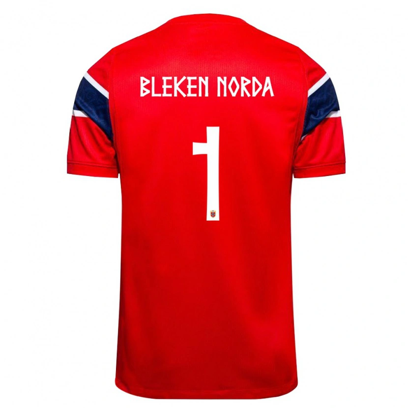 Danxen Hombre Camiseta Noruega Haakon Bleken Norda #1 Rojo Marino Blanco 1ª Equipación 26-28 La Camisa