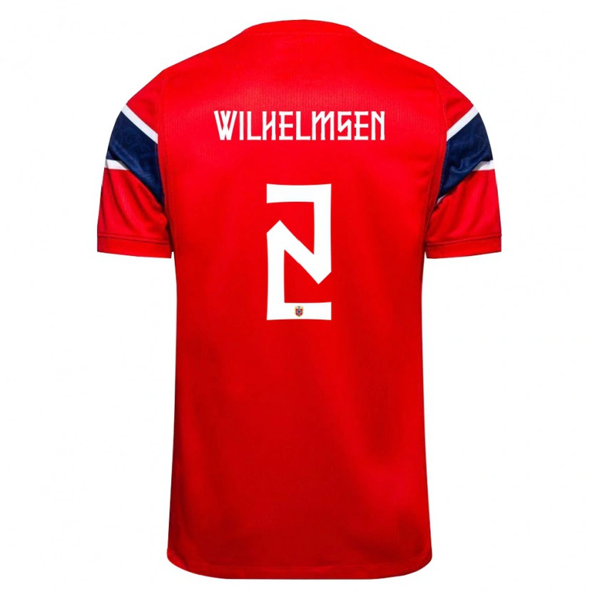 Danxen Hombre Camiseta Noruega Andreas Wilhelmsen #2 Rojo Marino Blanco 1ª Equipación 26-28 La Camisa