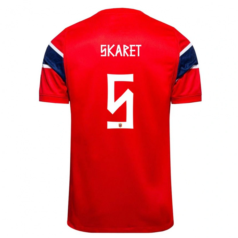 Danxen Hombre Camiseta Noruega Brage Skaret #5 Rojo Marino Blanco 1ª Equipación 26-28 La Camisa