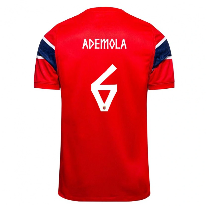 Danxen Hombre Camiseta Noruega Sebastian Ademola #6 Rojo Marino Blanco 1ª Equipación 26-28 La Camisa