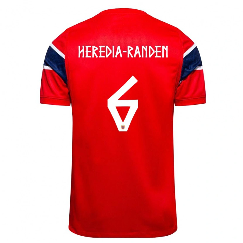 Danxen Hombre Camiseta Noruega Andreas Heredia-Randen #6 Rojo Marino Blanco 1ª Equipación 26-28 La Camisa