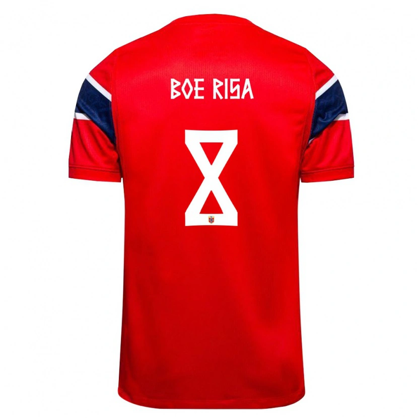 Danxen Hombre Camiseta Noruega Vilde Bøe Risa #8 Rojo Marino Blanco 1ª Equipación 26-28 La Camisa