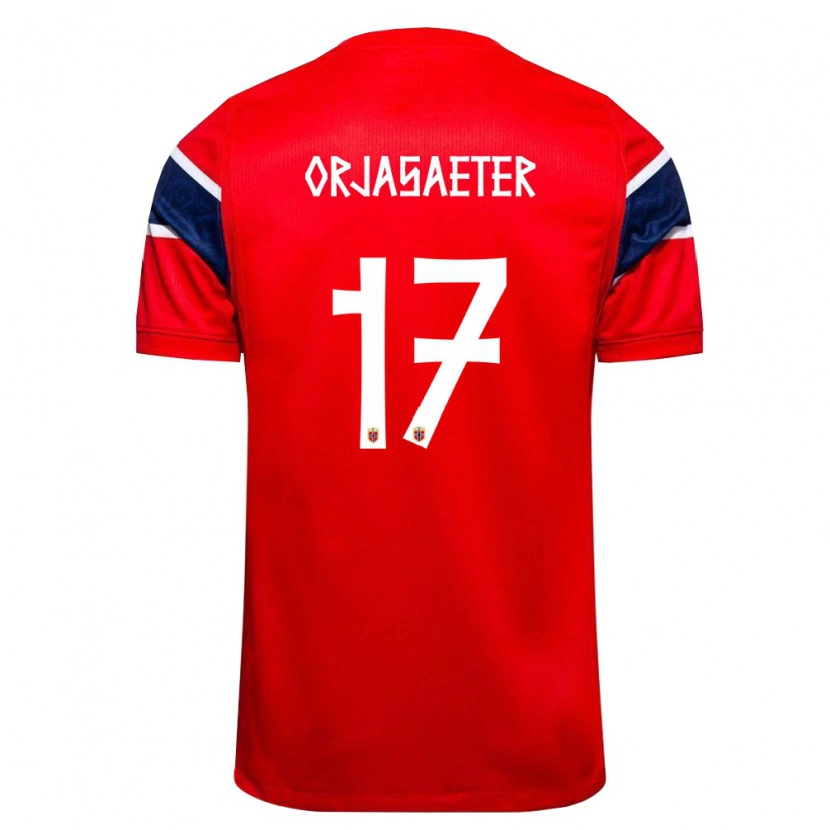 Danxen Hombre Camiseta Noruega Sondre Ørjasæter #17 Rojo Marino Blanco 1ª Equipación 26-28 La Camisa