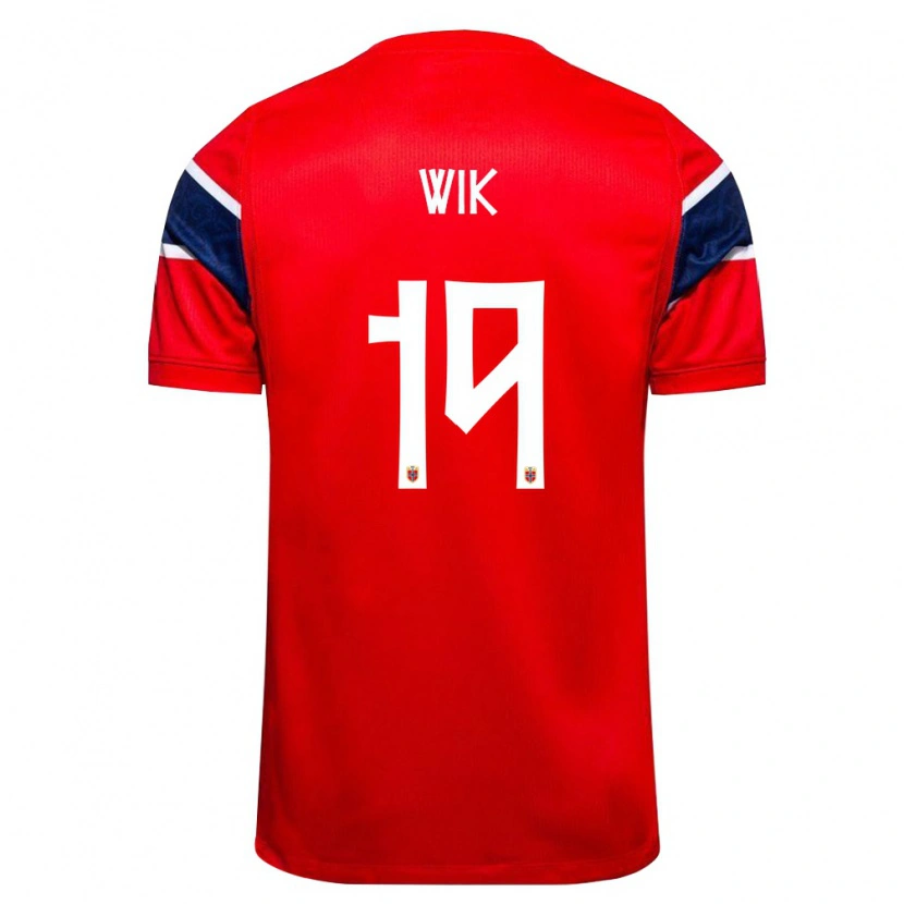 Danxen Hombre Camiseta Noruega Nicholas Wik #19 Rojo Marino Blanco 1ª Equipación 26-28 La Camisa